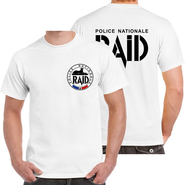 

raid french police recherche assistance intervention dissuasion white t shirt brand clothes summer 2019 o neck men's tee shirts