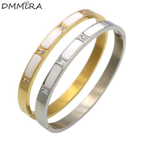 

fashion women crystal bangle bracelets color gold stainless steel zirconia square crystal stones bracelets pulseras jewelry, Black