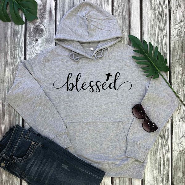 

hoodies blessed cross new arrival funny casual 100%cotton long sleeve christian pullover hoodies faith outfits, Black