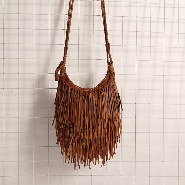 

handwoven tassel bag japanese, korean, european and american fashion new personality woman bag single-shoulder slung mobile phon