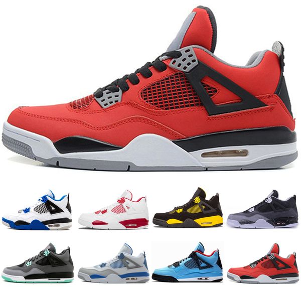 

4s toro bravo green glow fire red fear pack white cement men basketball shoes sneakers with box bred sports shoes us 8-13