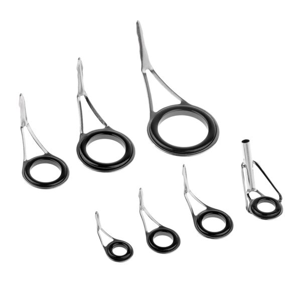 

7pcs mixed size fishing rod guides tips single leg line ring rod repair kit