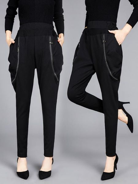 

new plus size streetwear women harem pants women's loose high waist pants for women thick trousers cargo, Black;white