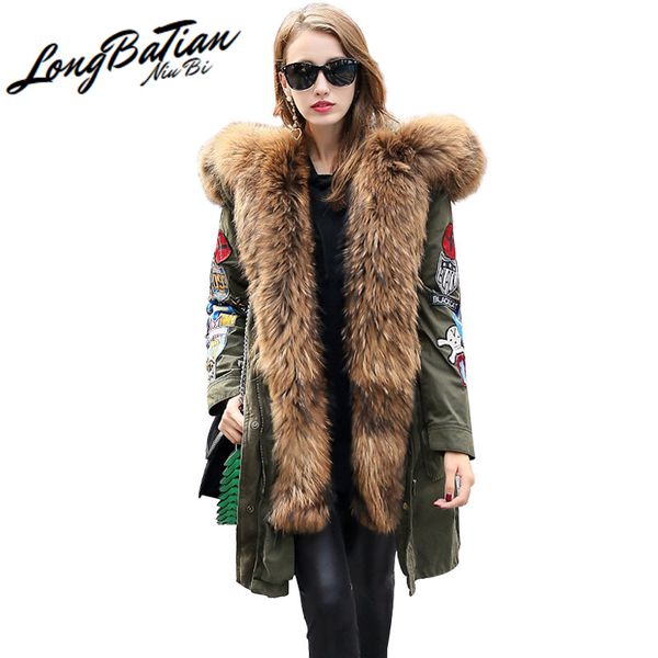 

women's down & parkas quality fashion high jacket raccoon fur collar hooded female winter women coats femme veste zjt272, Black