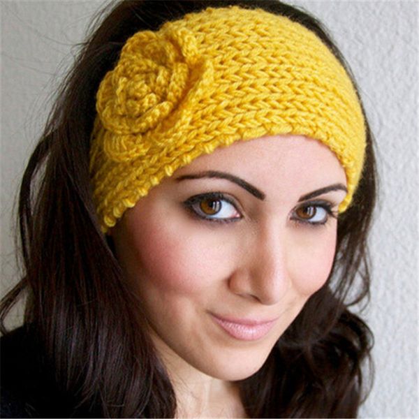 

classical flower women's knitted headwrap knitting crochet hat solid colors ear warmers for girls teens women beanies, Blue;gray