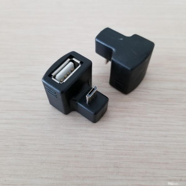 

10pcs/lot 180 degree up angle micro usb b male to usb 2.0 a female m/f otg adapter connector gadget for smart phone tablet