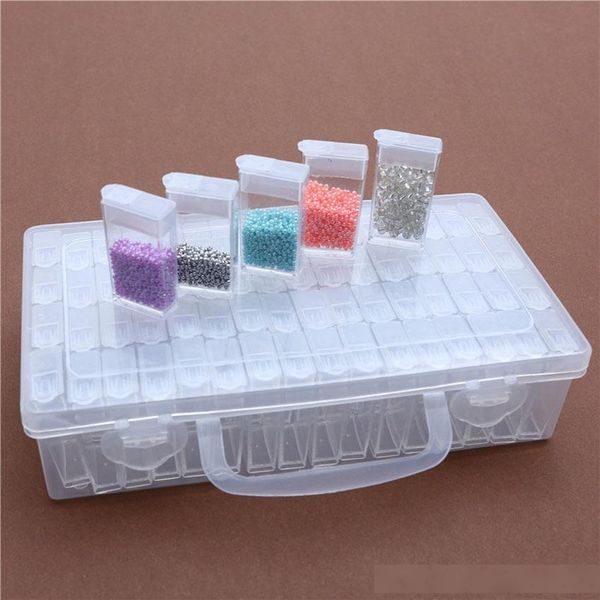 

64 lattice plastic box container transparent diy hand beaded painting storage boxes glass beads enhancement accessories box - 0241pack