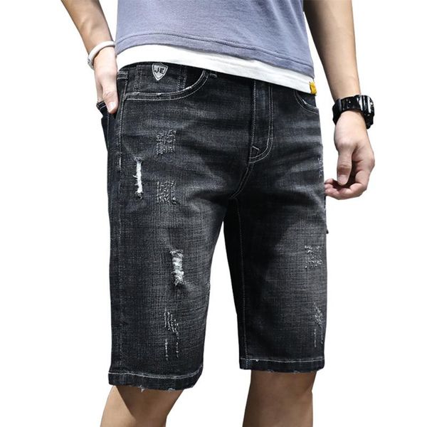 

men's shorts denim short pants summer trend hole thin loose casual comfortable pure cotton straight tube, White;black