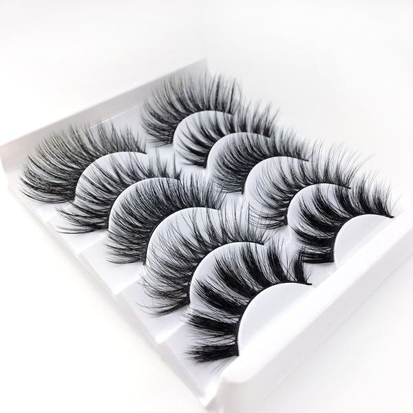 

false eyelashes 5 pairs mixed styles 3d mink wispy full volume natural makeup lashes feathery fake eyelash extension