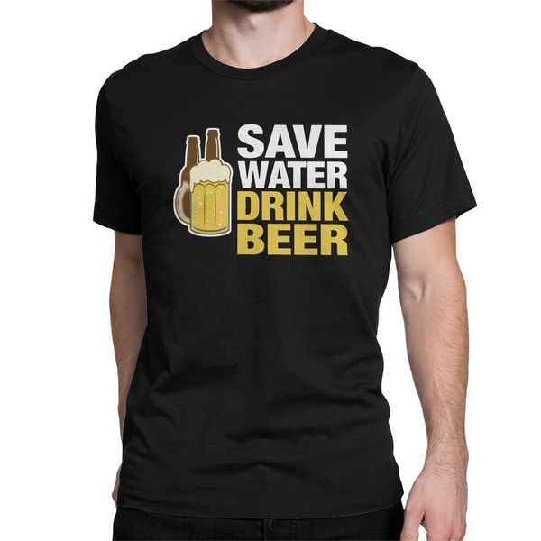 

leisure save water drink beer t-shirts men crewneck cotton t shirts funny saying druncle short sleeve tees plus size clothing