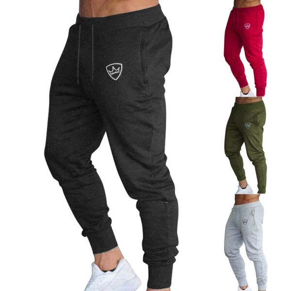 

men's pants men pant slim fit tracksuit sport gym skinny elastic joggers fitness sweatpants casual trousers, Black