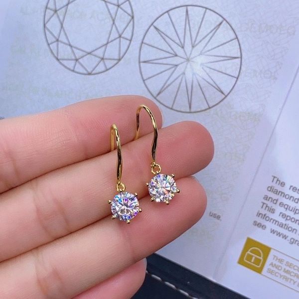 

meibapj top 1 качество карат муассанит классический простые серьги падения стерлингового серебра 925 ear dtuds изящных ювелирных изделий для, Silver