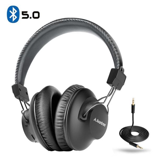 

avantree audition bluetooth 5.0 40 hr wireless/wired over ear headphones with mic for computer tv watching