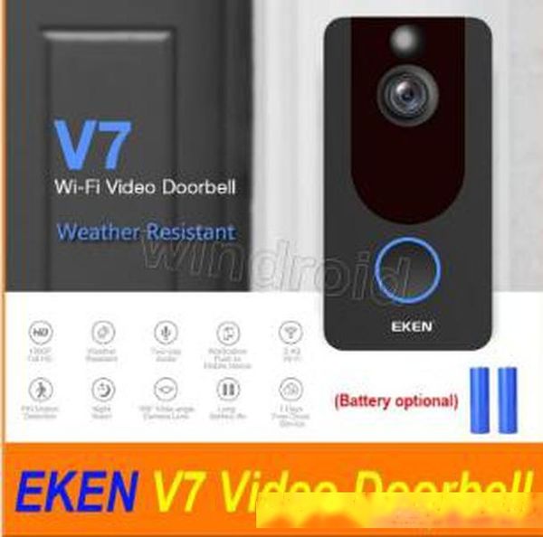 

2019 eken v7 hd 1080p smart home video doorbell camera wireless wifi real-time phone video cloud storage night vision pir motion detection