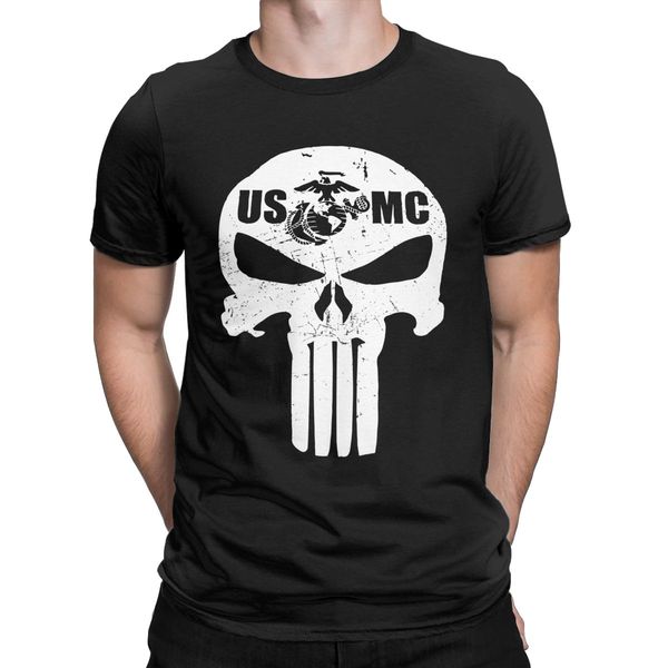 

funny the punisher skull t-shirt for men crewneck pure cotton t shirts usmc short sleeve tee shirt plus size clothing 4xl 5xl
