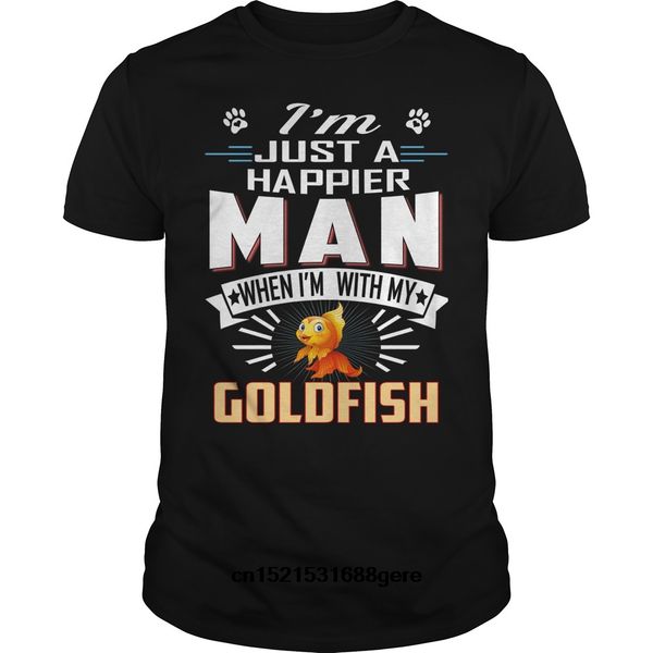 

funny t shirt happier man with goldfish tshirt men tee