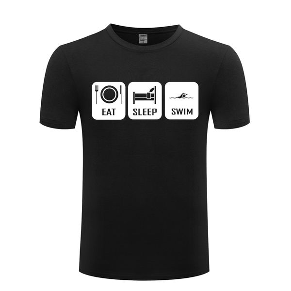 

eat sleep swim swimming fitness men's t-shirt t shirt men 2018 new short sleeve o neck cotton casual tee