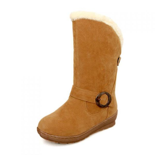 

two style thick fur women snow boots flat heels buckle winter boots warm shoes woman mid-calf botas big girl boot xkd2152, Black