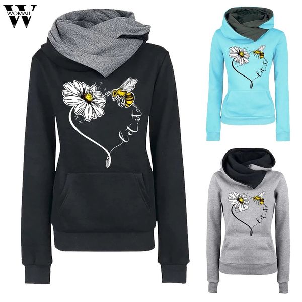

autumn winter fleece bee harajuku print pullover thick loose women oversized hoodies sweatshirt female casual coat m-5xl, Black