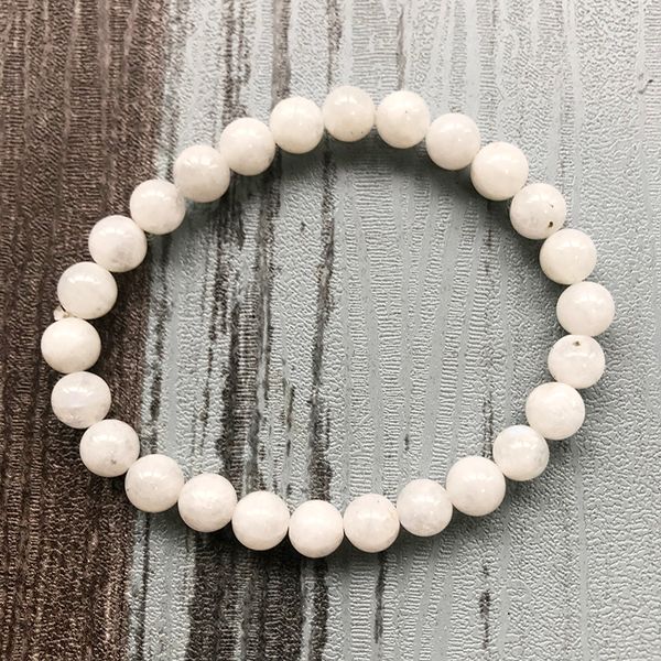 

smooth white stone beaded bracelet for men and women 8mm white moonstone bracelet buddhist beads birthday gift, Golden;silver