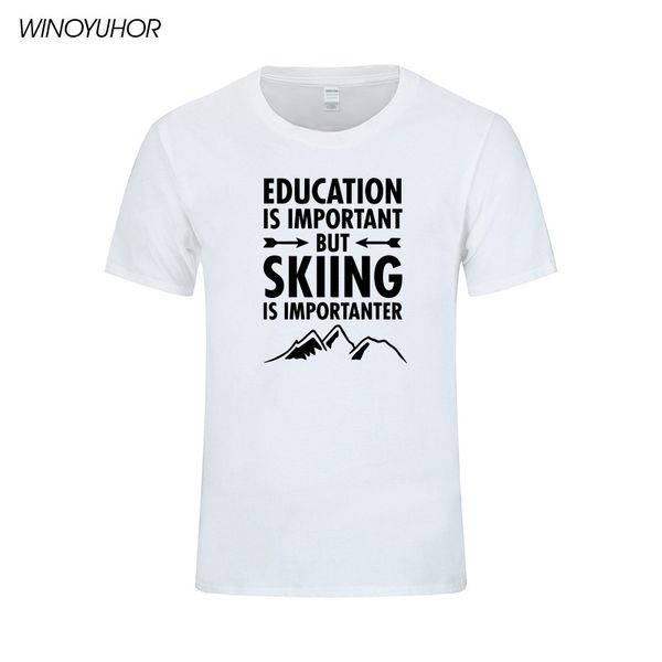 

education is important but skee is importanter letters printed 100% cotton t shirts men summer short sleeve tees homme