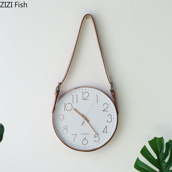 

nordic silent sweep needle wall clock art cement stone hands clock hang ornaments creative belt pointer timepiece home decor