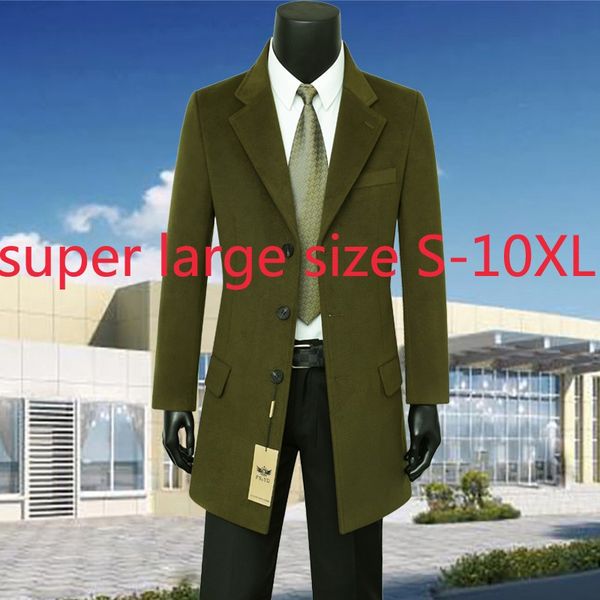 

men's wool & blends men suepr large woolen coat winter youth suit collar fashion casual single breasted thick plus size s-10xl, Black