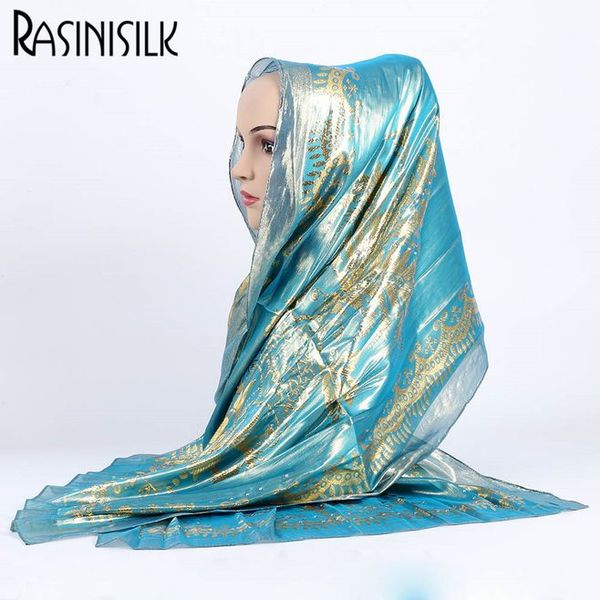 

shinny women decorative silk scarves wrap muslim hijabs turban exquisite print pattern shawl design head scarf, Blue;gray