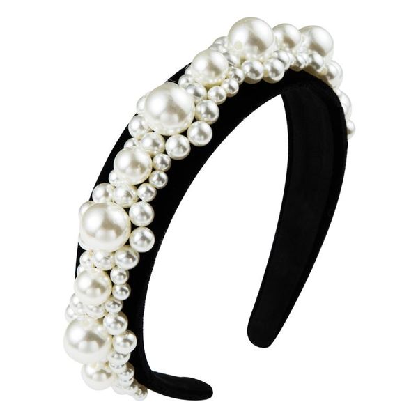 

барочный жемчуг ободки для женщины black velvet проложенный упругие hairbands урожай элегантный партии свадебный аксессуар для волос для жен