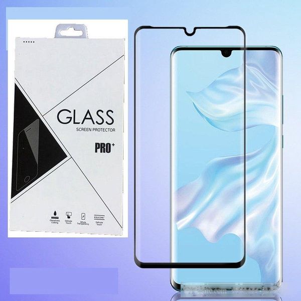 

full cover 3d curved tempered glass screen protector edge glue for huawei p30 pro mate 20 pro 100p retail