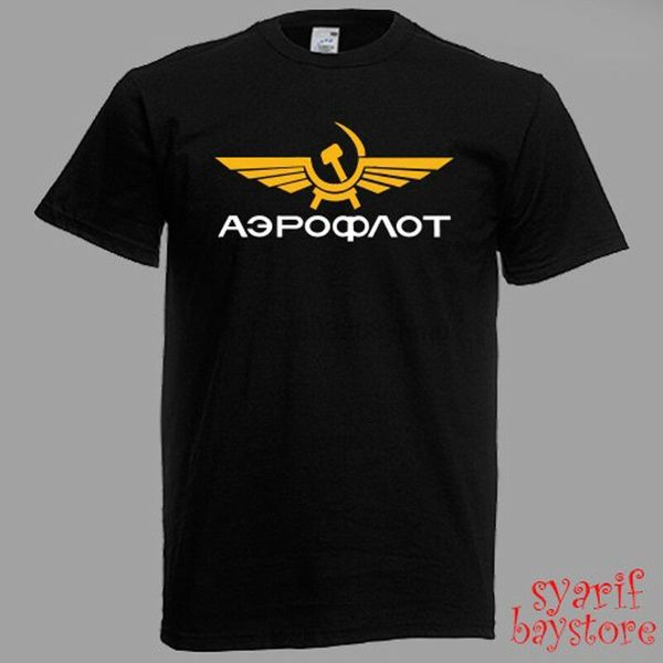 

aeroflot russian airlines logo men black t-shirt size s m l xl 2xl 3xl(1