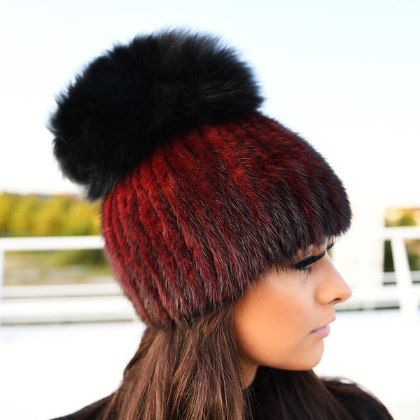

cx-c-16b pompoms fur hat fashion ladies big pom pom knitted hat, Blue;gray