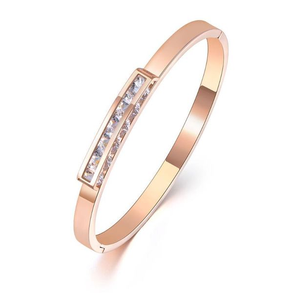 

style cubic zirconia cuff bangles & bracelet jewelry white gold stainless steel wedding bangle for women b19036, Black