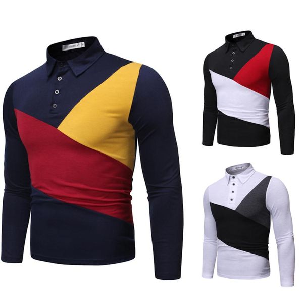 

2020 luxury fashion mens designer polo shirts men t shirt mans long sleeves men's clothing color contrast leisure time men's te, White;black