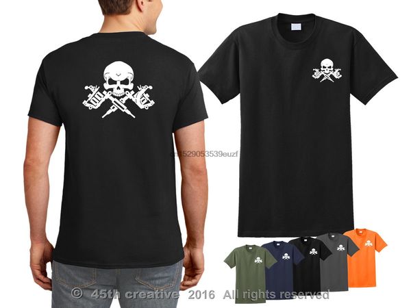

new cotton t-shirt tattoo artist t-shirt - tattoo skull crossbones shirt - pro tattoo gun tee shirt summer style tee shirt