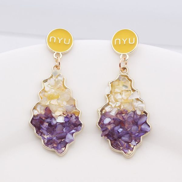 

wholesale 10 pairs popular gold plated irregular shape stone and shell stud earrings for gift trendy jewelry, Golden;silver