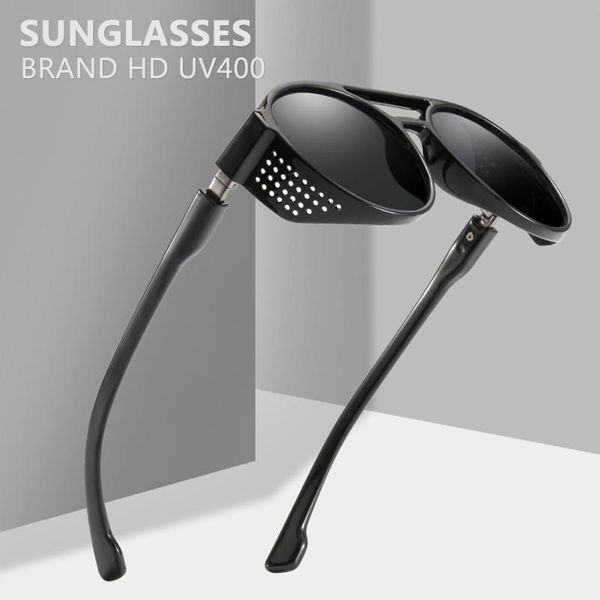 

2020 sunglasses men steampunk retro hippie round goggles sunglasses oculos redondo vintage trending products shades, White;black