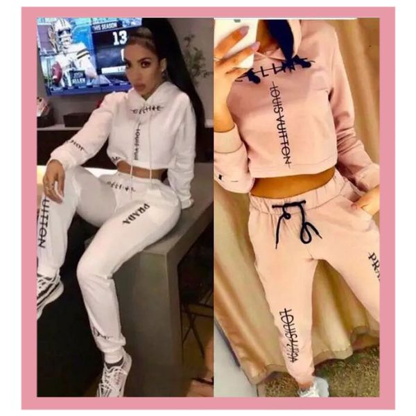 

печать письмо hoodies брюки и джинсы 2 шт набор зимы женщин элегантный перемычка jogger повседневный костюм женский клуб эпикировка party sw, Black