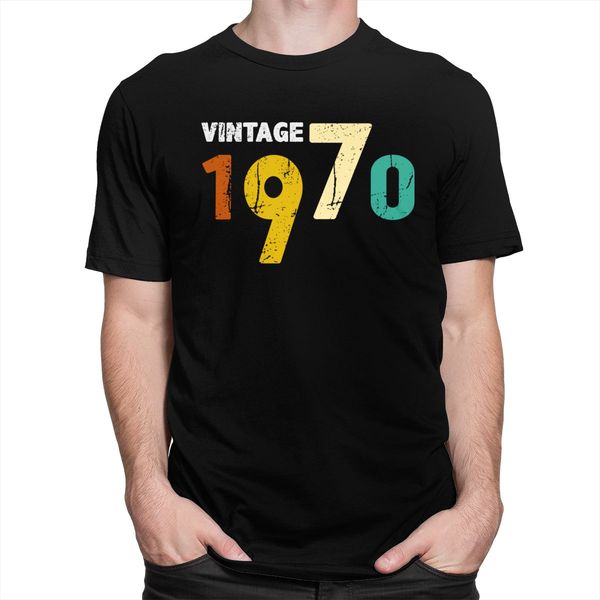

trendy men's vintage born in 1970 t shirts short sleeved o-neck cotton t-shirt 50th birthday gift anniversary tee clothing