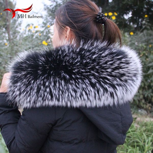

scarves super large fur collar winter real raccoon furry warm comfortable coat scarf ladies shawl size female, Blue;gray