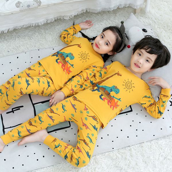 

children pajamas boys cartoon dinosaur pyjamas kids girls cotton sleepwear children's nightwear christmas family pajama for kids, Blue;red