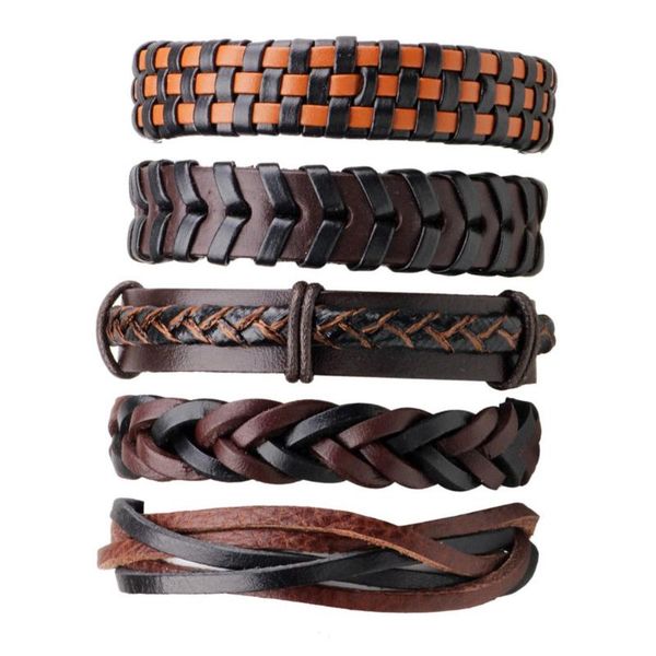 

5pcs/lot handmade ethnic pu leather braided bracelet charming male pulsera fashion jewelry accessories 2020 men women gifts, Golden;silver