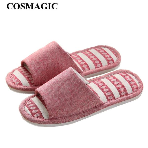 

cosmagic 2020 new women indoor home slipper lightweight soft sole house bedroom floor travel l slipper men open toe, Black