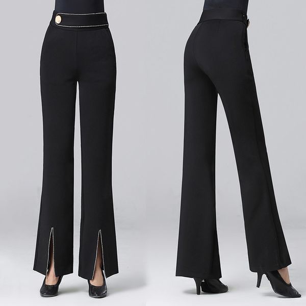 

stage wear 2021 professional modern ballroom salsa tango rumba samba cha latin dance pants black trousers for women, Black;red