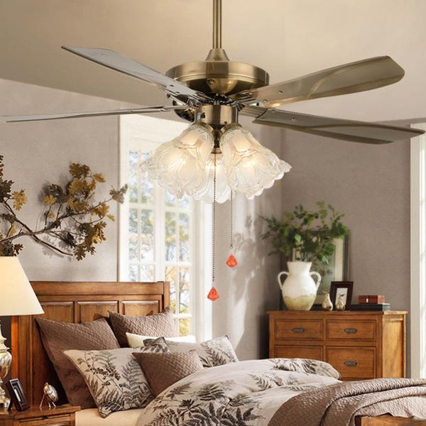 

electric fans america type ceiling fan lamp 110v dimming light with remote control 220v 42 inch bedroom living room retro decoration lightin