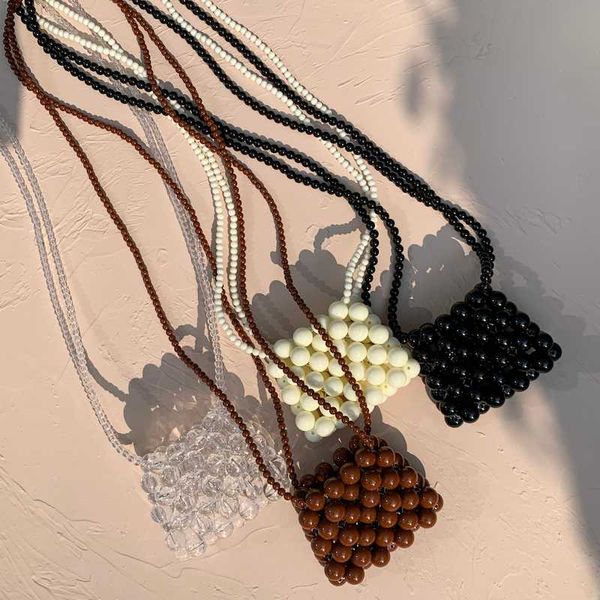 

ручной работы высокого качества кристаллического стекла цепь из бисера тканые crossbody компактная сумка ins темперамент лето помада портмон