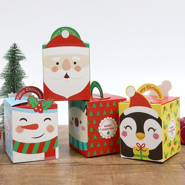 

new designs cartoon gift wrap boxes with handle paper christmas eve apple case 4 styles printed packing containers