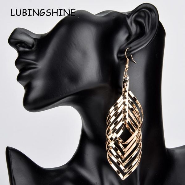 

vintage hip hop женщины big leaf серьги падения металлического сплава девушки цвета золота twist длинные серьги падения party ночной клуб pu, Silver