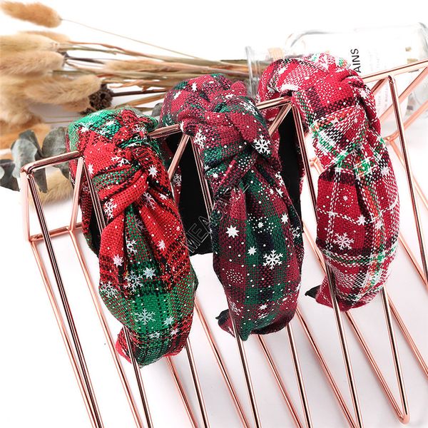

xmas plaid headband hair sticks girls snowflake plaid print bowknot hair hoop hairpin for christmas party kids hair accessories d91702, Black;white