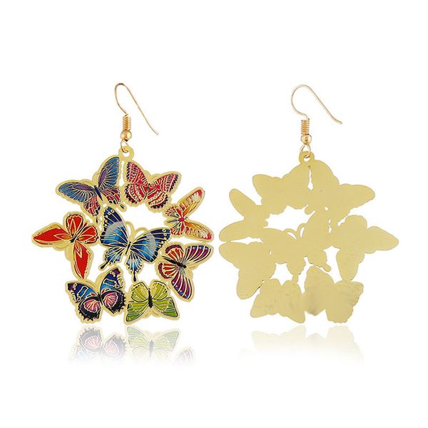 

красочные бабочки себе серьги моды круг brincos кулон золотые серьги ювелирные изделия, Silver